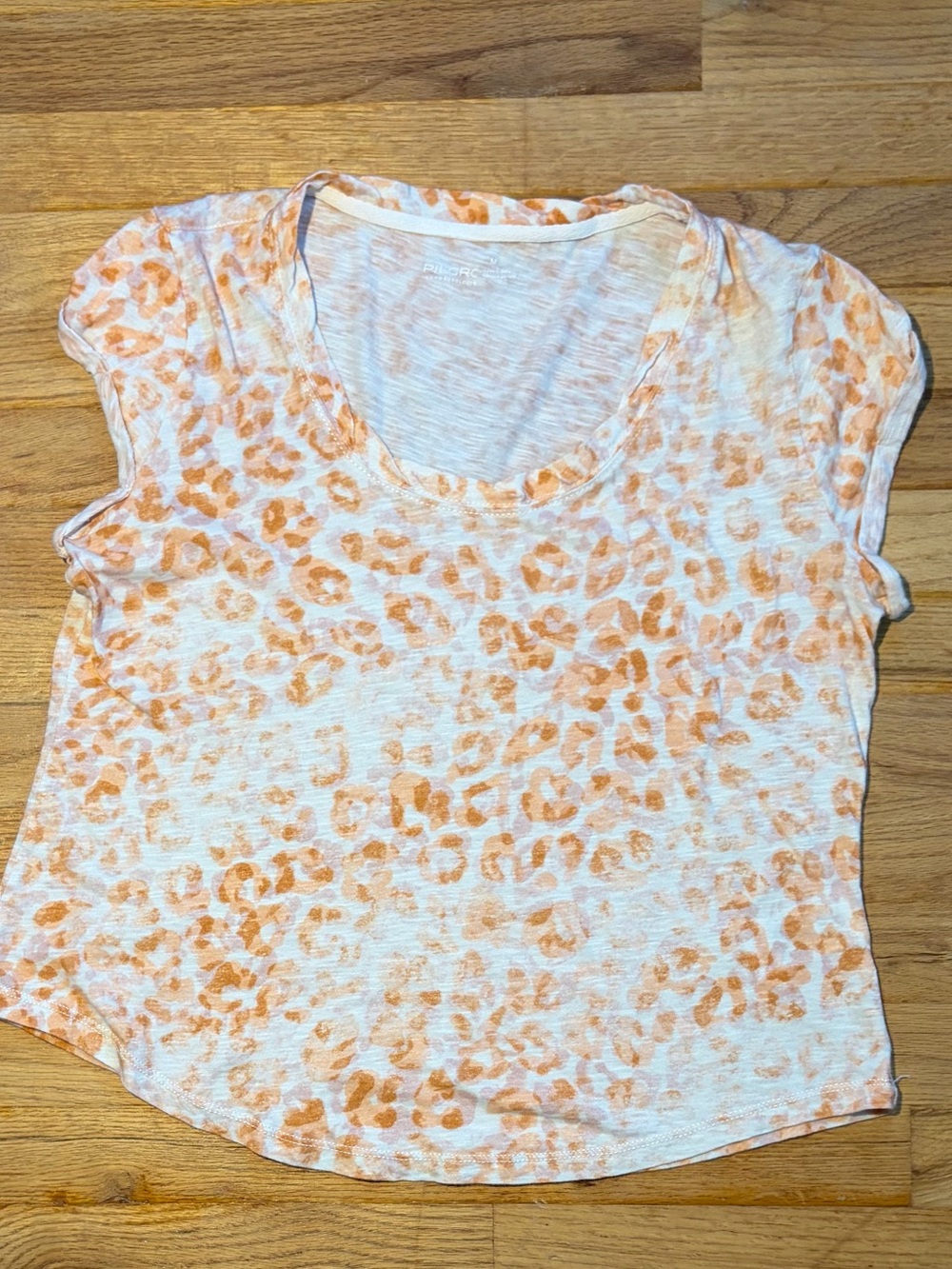 Pilcro Lightweight Orange Leopard-Print Scoop Neck Tee Sz M
